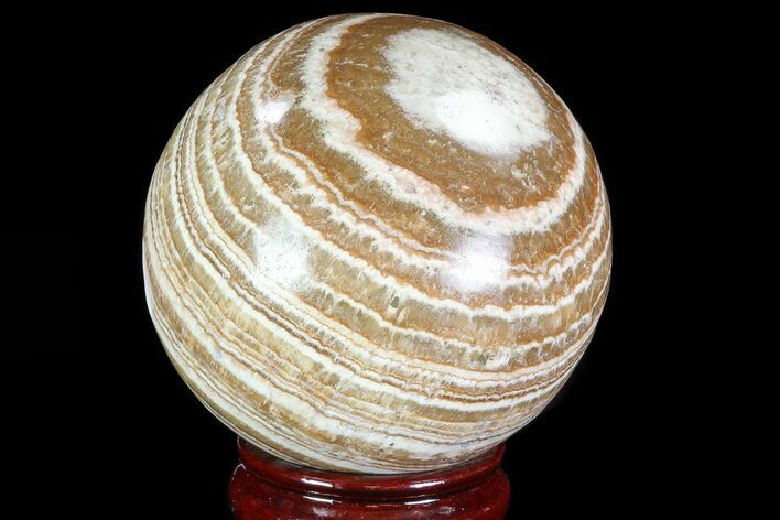 Polished, Banded Aragonite Sphere - Morocco #82246